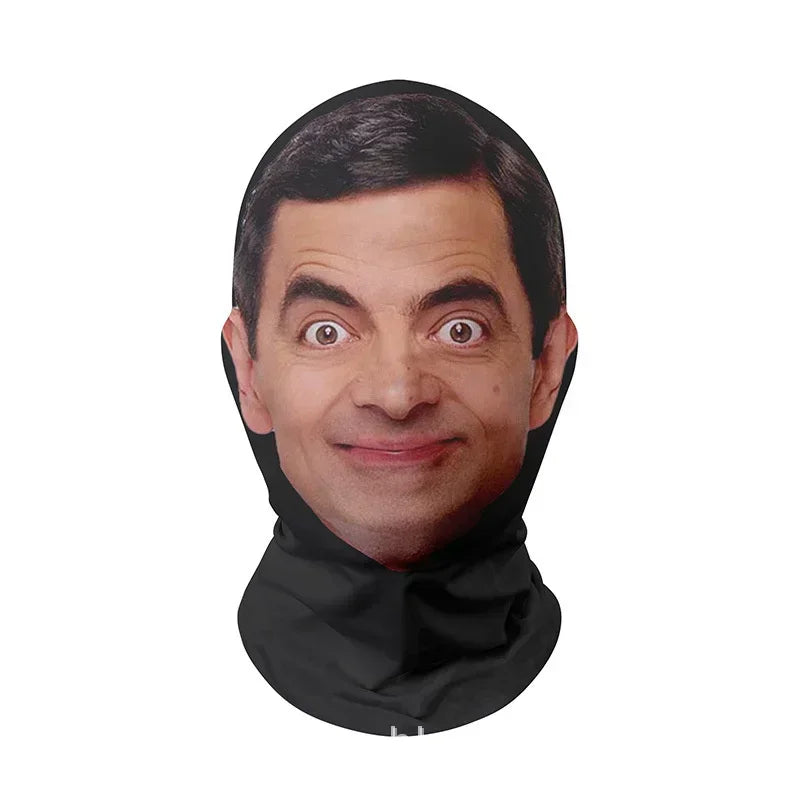 NEW 3D CR7 Messi Seamless Mask Funny Face Printed Head Scarf Famous Person Ice Silk Sunscreen Head Mask Halloween Cosplay