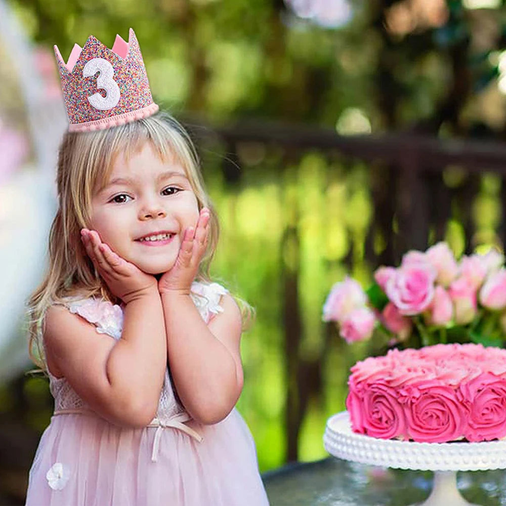 Felt Rainbow Crown Birthday Party Crowns 1st 2nd 3rd Happy Birthday Party Decor Kids Baby Shower Girls Rainbow Unicorn Party Hat