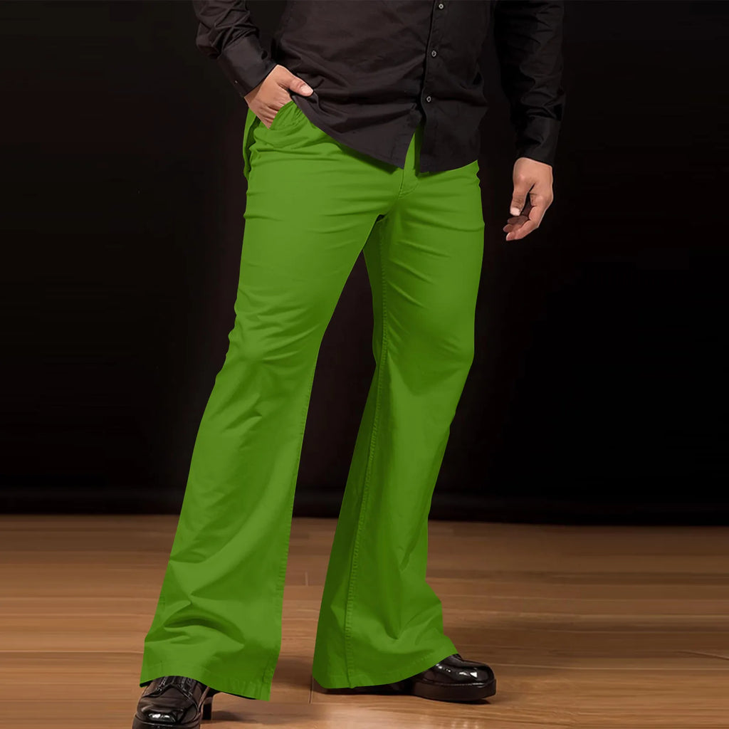 Men's fashion Retro Disco Flared Pants Loose Stretch Vintage Trousers Fit Flared Comfortable Retro Stretch Twill Men's Trousers