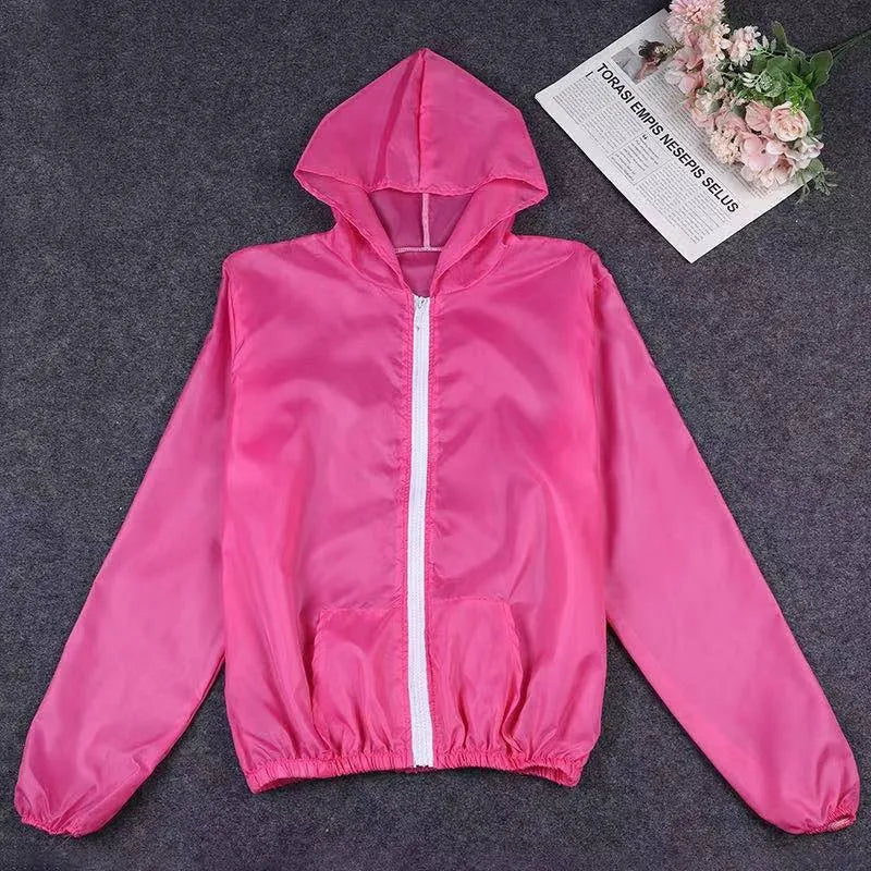 Women's Summer Solid Color Breathable Long Sleeved Outdoor Cycling Sunscreen Clothing Ice Silk Coat UPF30+