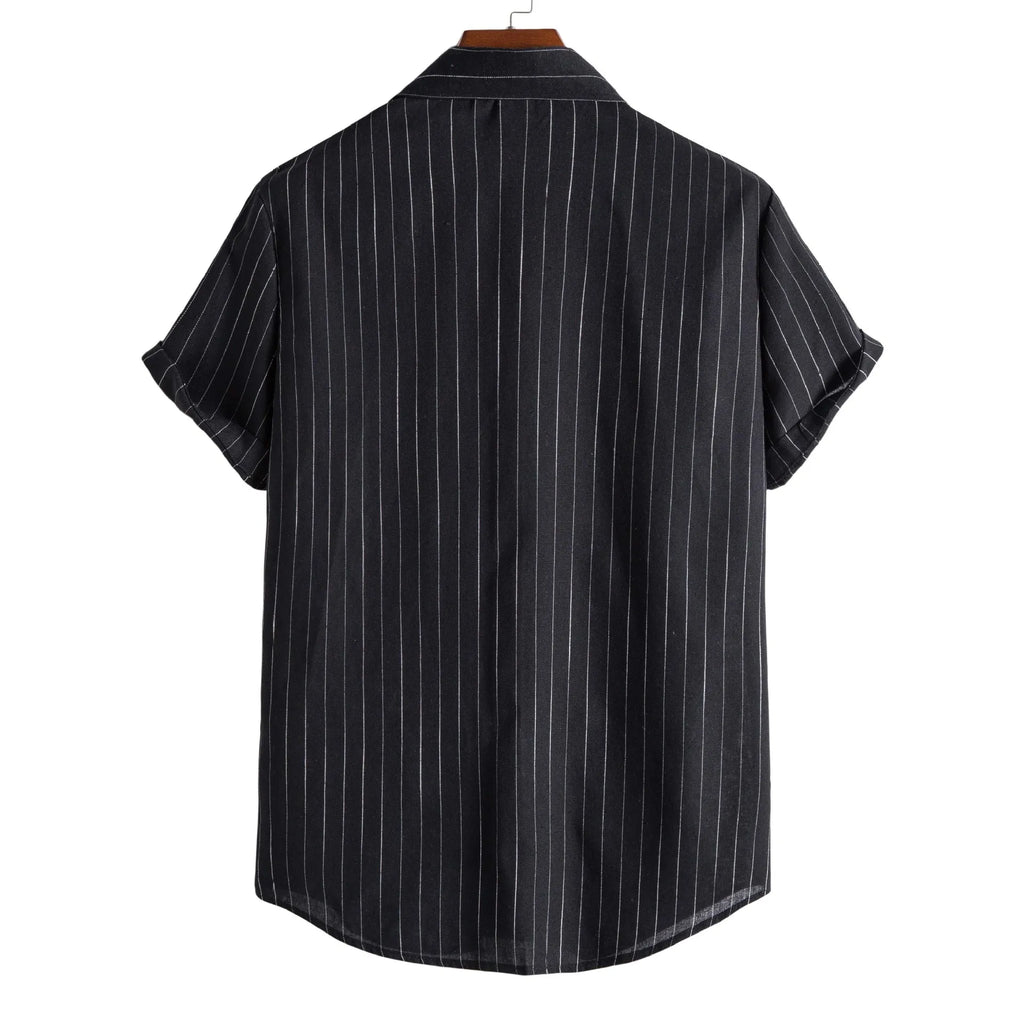 2026 Men's Striped Shirts Fashion Holiday Style Short Sleeve Casual Shirts Comfortable Loose Street Tops Men Summer Basic Shirts