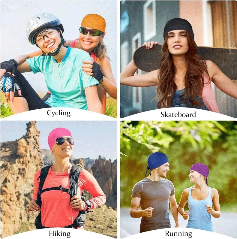 Quick Drying Cycling Cap Sunscreen Anti Sweat Headscarf Cap Men Women Bandanas Pirate Brimless Hat for MTB Running Outdoor Sport