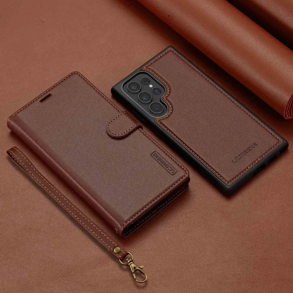 Detachable Wallet Case For Samsung Galaxy S25 Ultra S24 FE S23 + Plus Card Holder Kickstand Shockproof Wrist Strap Flip Cover