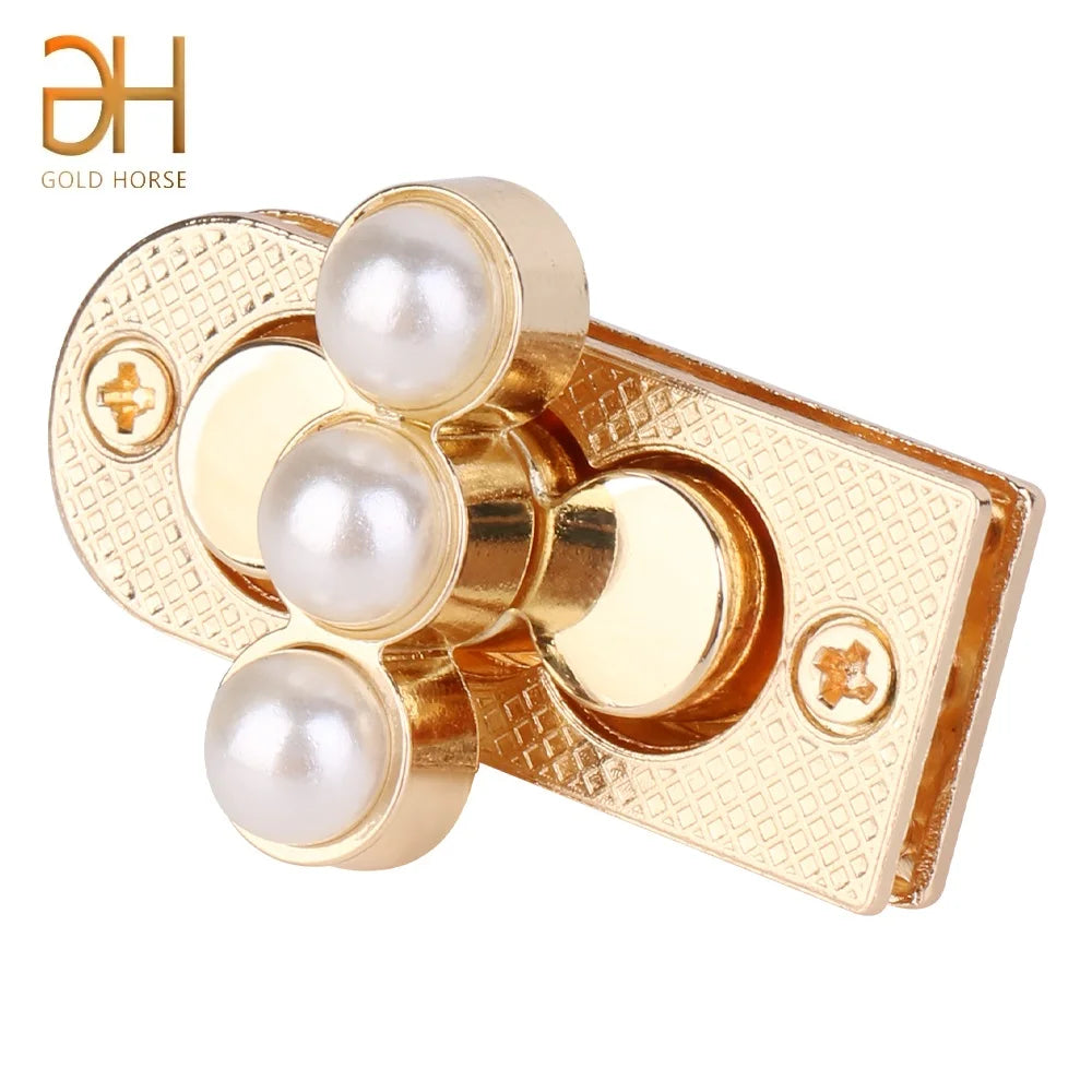 4.5CM Metal Pearl Turn Lock Twist Clasp for Women Bag Laggage Purse Leather Craft Closure DIY Hardware Accessories