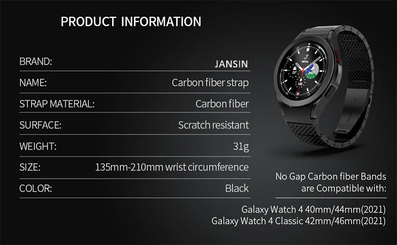 Luxury Carbon Fiber Band For Samsung Galaxy Watch 7 6 5 4 40mm 44mm Bracelet For Galaxy 5Pro 45mm 4 6 Classic 43 47mm 46mm Strap