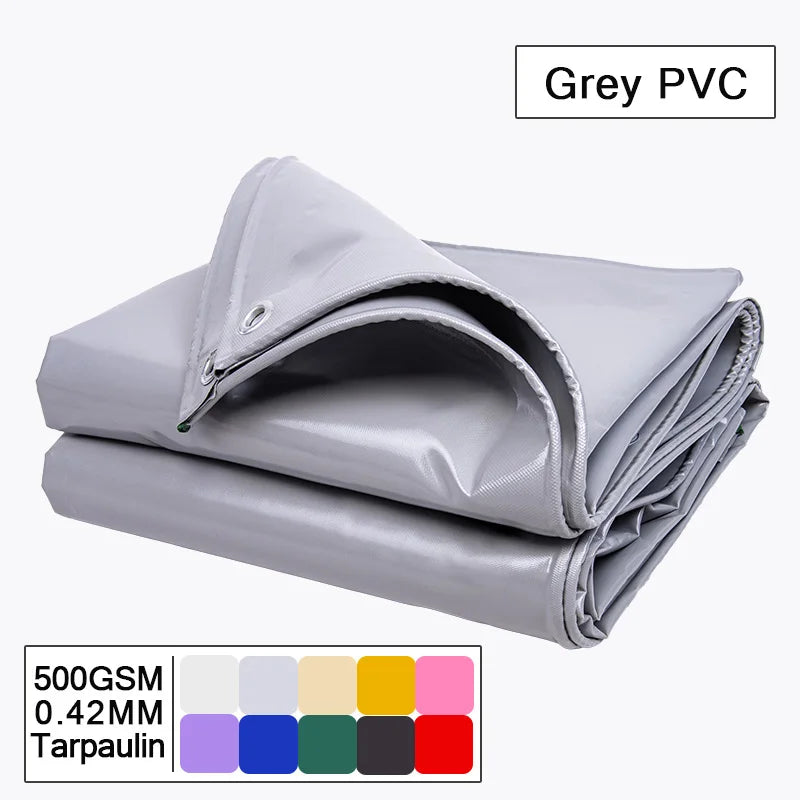 500gsm PVC Tarpaulin Waterproof Heavy Customizable Tarp Cover Canopy Awning Rainproof Planting Courtyard Gazebo Balcony Pavilion