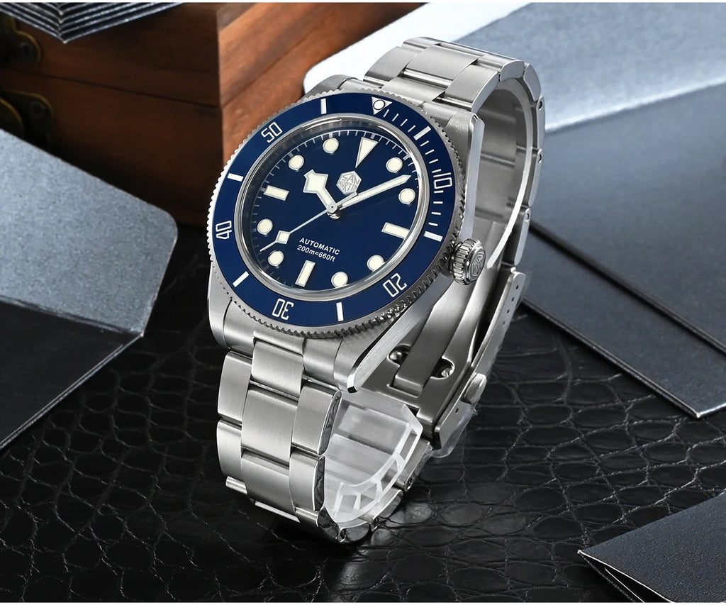 San Martin 40mm Vintage Diver Luxury Men Wristwatch Brand Classic BB58 PT5000 Automatic Mechanical Watches Sapphire 20Bar SN0008