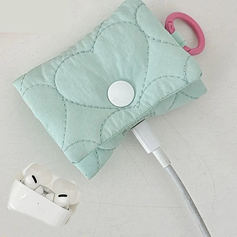 Candy Color Earphone Case Portable Earbuds Pouch Box Koreans Style Little Lipstick Packaging Bags Super Practical Buttons Purses