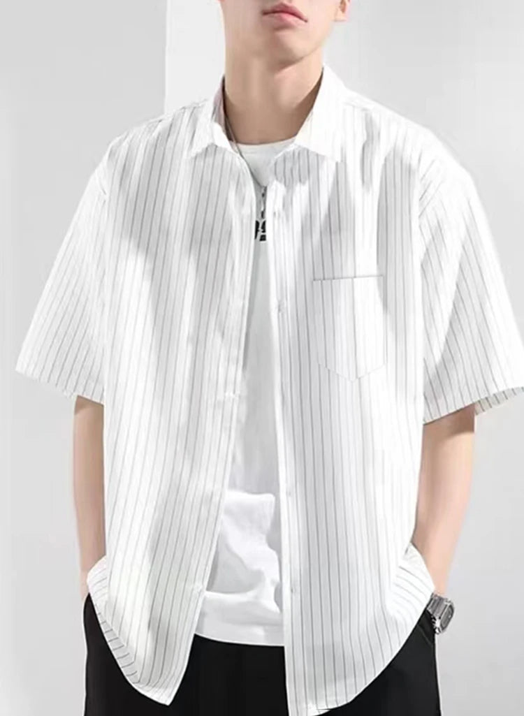 Striped Short-Sleeved Shirt for Men, Classic Summer Design, Casual and Comfortable Blouse