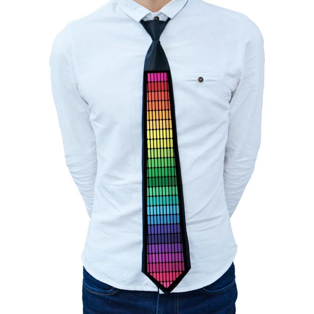 Apparel Accessories Rainbow LED Light Tie Adjustable Neon Flashing Glow Rave Party Necktie Narrow Hip-hop Luminous Cravat Street