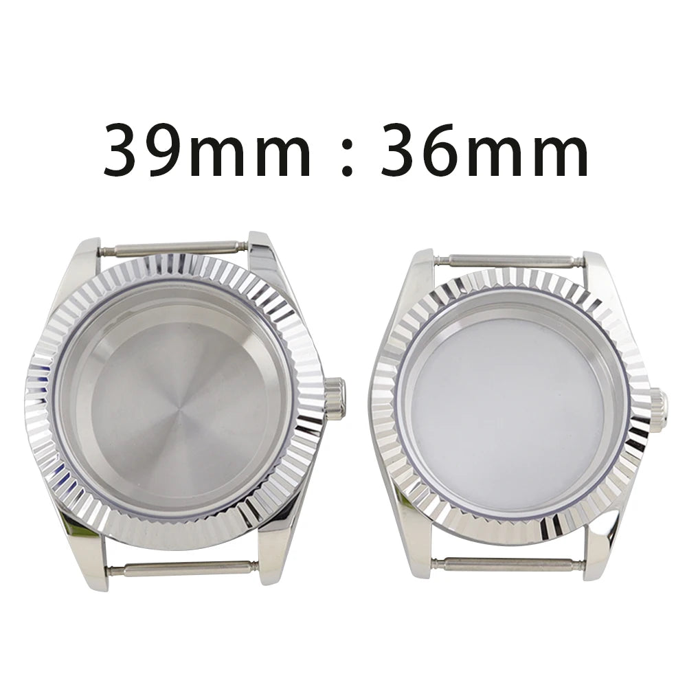 39mm/36mm Fluted Watch Case Sapphire Glass For Datejust Air King Oyster NH35 NH36 NH38 NH34 NH70 Miyota8215 8205 Movt 28.5mmDial
