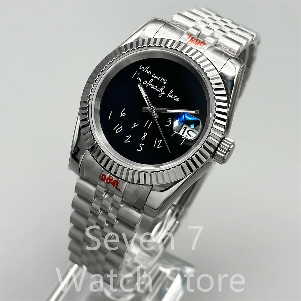 New DIY personality fashion mechanical watch polished teeth fixed frame sapphire glass NH35A automatic movement