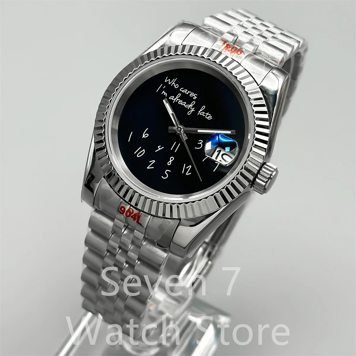 New DIY personality fashion mechanical watch polished teeth fixed frame sapphire glass NH35A automatic movement