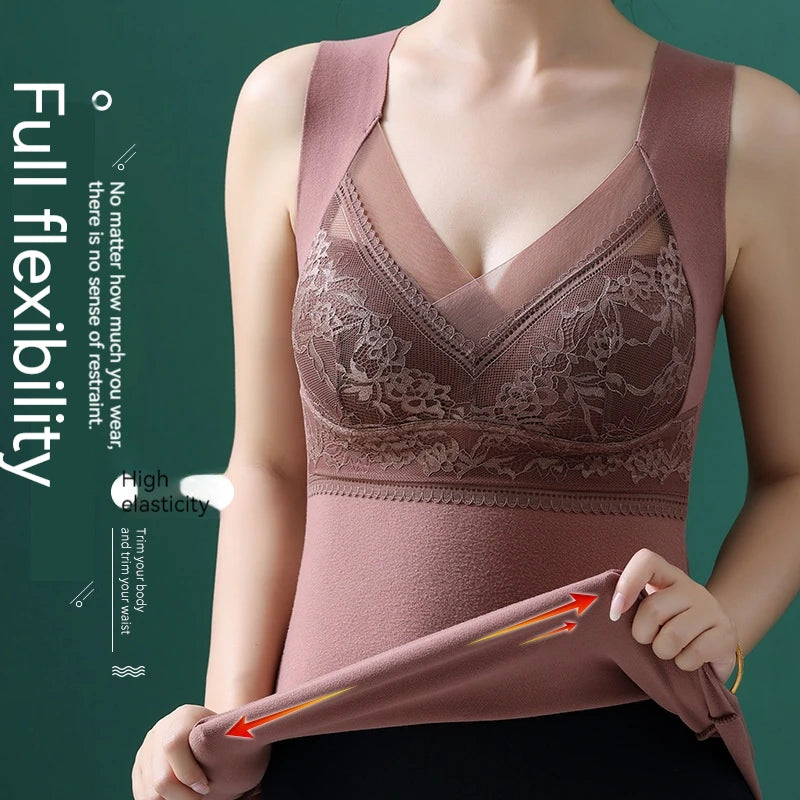 Women Thermal Underwear Winter  Bottoming Top Seamless Thick Double Layer Warm Lingerie Warm bra Sports underwear