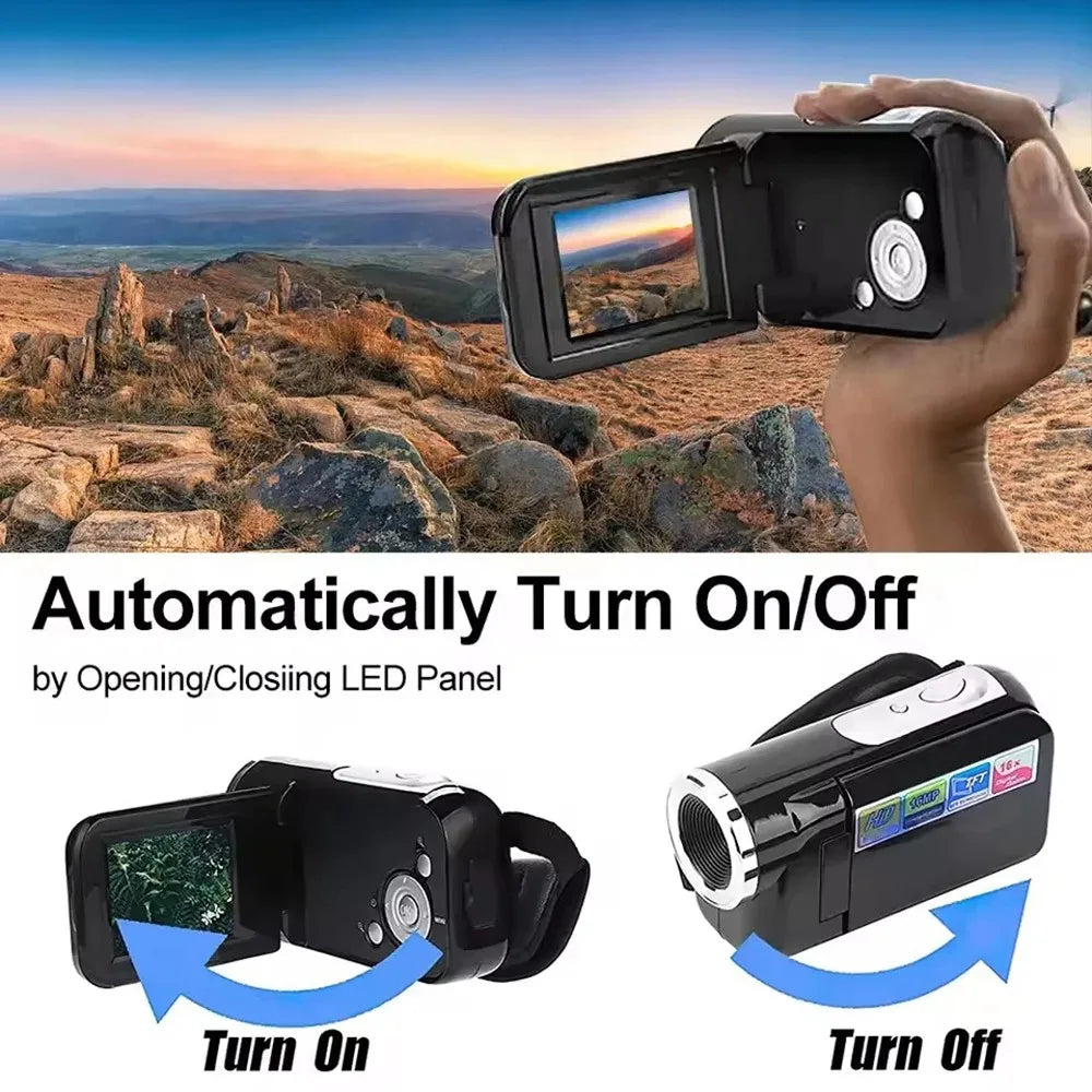 MiniDV Digital Video Handheld Camcorder is a high-definition camcorder with a sleek silver designdigital zoom