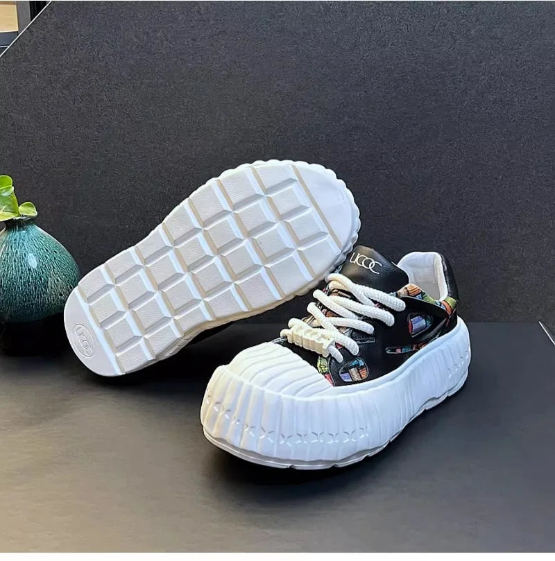 New Arrival Men Fashion Genuine Leather Casual Shoes Spring Autumn Luxury Designer Youth Trending Thick Bottom Chunky Sneakers