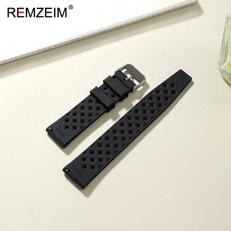 Quick Release Men's and Women's Leisure Universal  Watch Strap 18mm 20mm 22mm Soft Tropical Silicone Watch Strap
