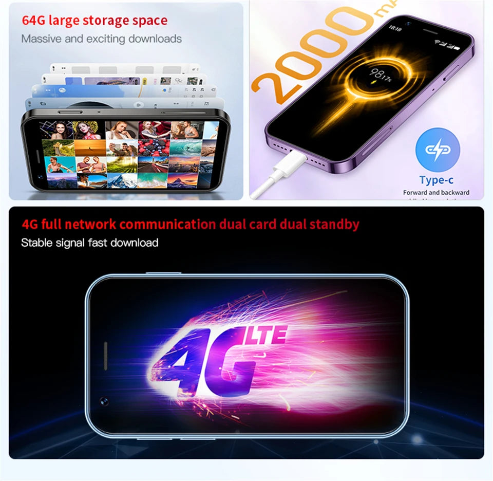 SOYES XS16 Americas Version 4G Network 3.0" Mini Smartphone 3GB RAM 64GB ROM Android 10.0 WIFI Bluetooth GPS Small Phone