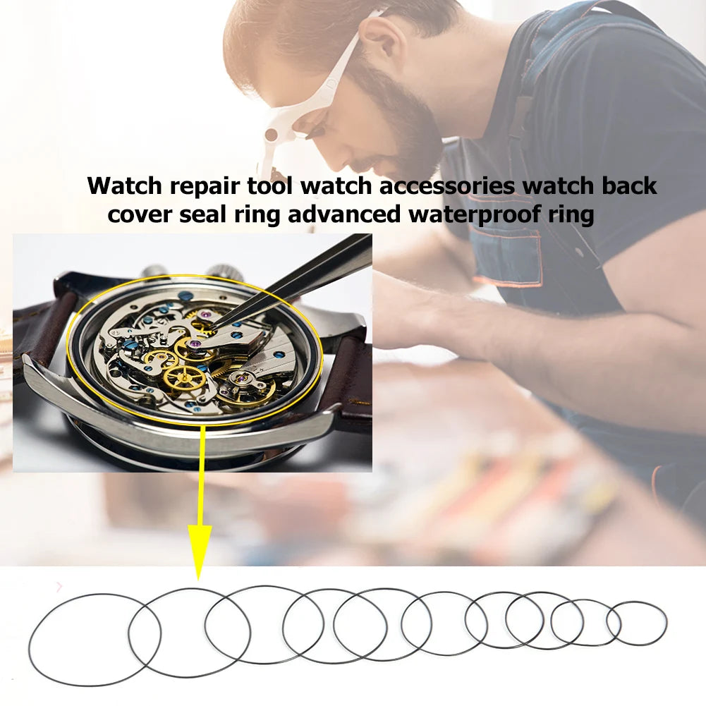200pcs Waterproof 0.5mm/0.6mm/0.7mm O-Ring Watch Back Seal Cover Mini Rubber Washer O-Ring Watch Gaskets Watch Repair Tools