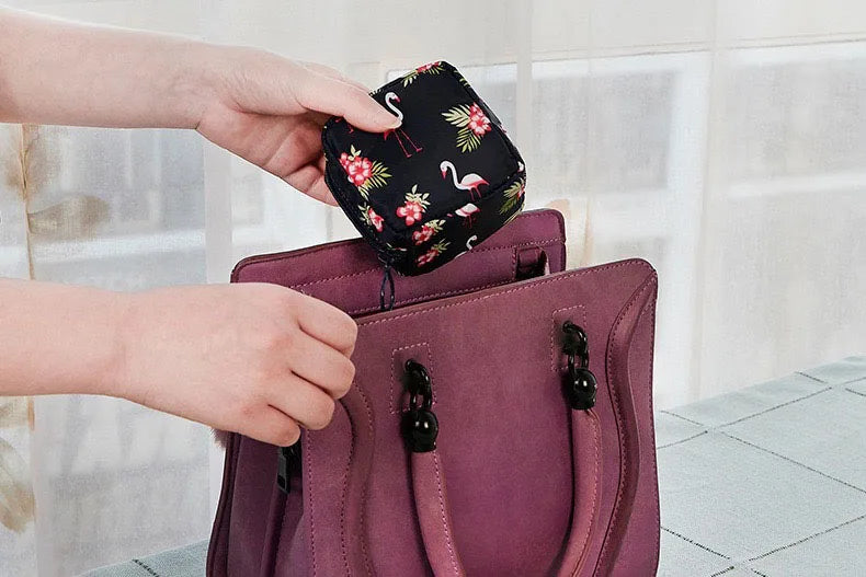 Velvet Embroidery Cosmetic Bag Sanitary Pad Pouches Portable Durable Makeup Lipstick Data Cables Organizer Toiletry Beauty Case