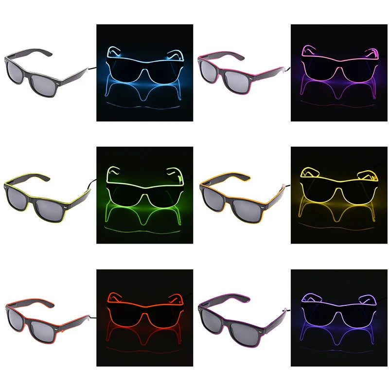 Flashing Glasses EL Wire LED Glasses Glowing Party Supplies Lighting Novelty Gift Bright Light Festival Party Glow Sunglasses