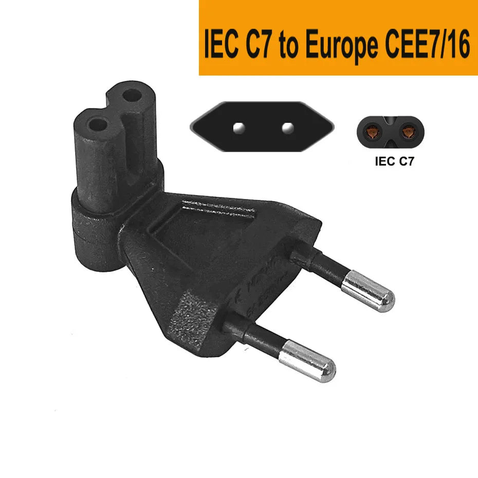 EU Power Cable plug adapter EU PLug to IEC320 C5 Clover Leaf adapter plug CEE 7/16 to C5 CEE 7/7 EURO SCHUKO to -IEC5