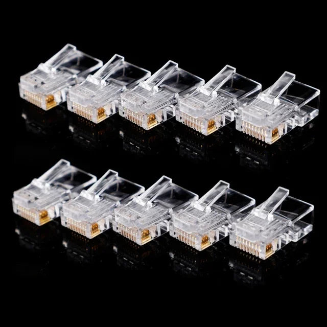Rj45 Cat5e Connector Crystal Unshielded RJ45 Ends UTP 8Pin Modular Network Plug Connectors for Solid Stranded UTP Network Cable