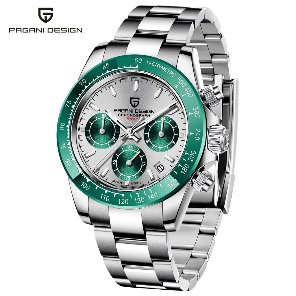 PAGANI DESIGN Men's Casual Quartz Watch 40Mm Outdoor Trendy Stainless Steel Sapphire Wear-Resistant Mirror Luminous Diving Watch