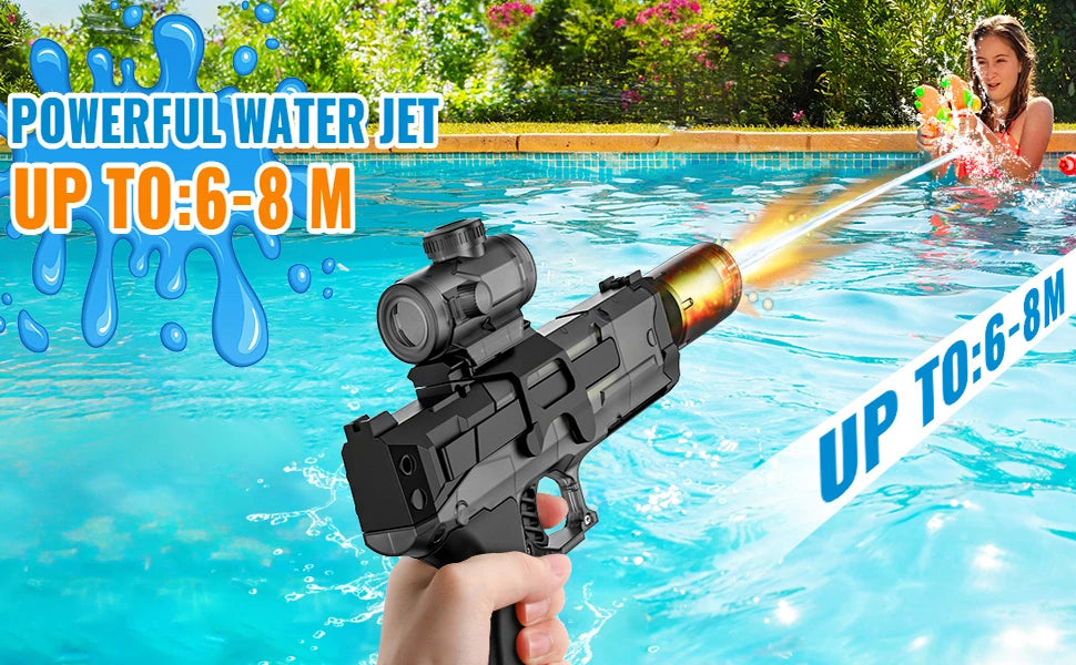 Summer Outdoor Fully Automatic Electric Water Gun Toy With Lights, Boys Beach Pool Battle Shooting Gun Toy Gift