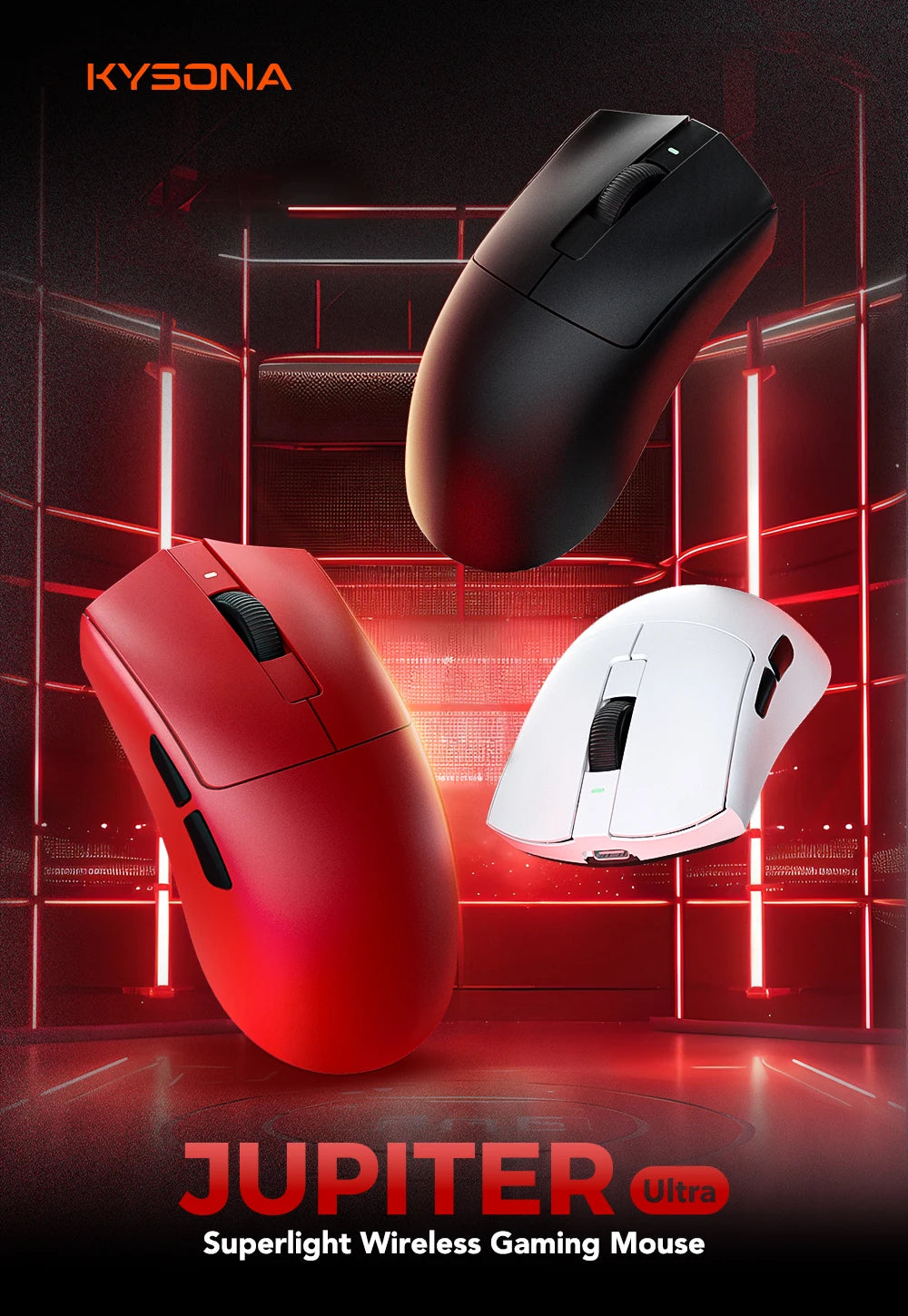 KYSONA Jupiter SE Wireless Gaming Mouse Bluetooth Mice PAW3311 Sensor 24000DPI Lightweight 46g For Big Hands PC Laptop Gamer