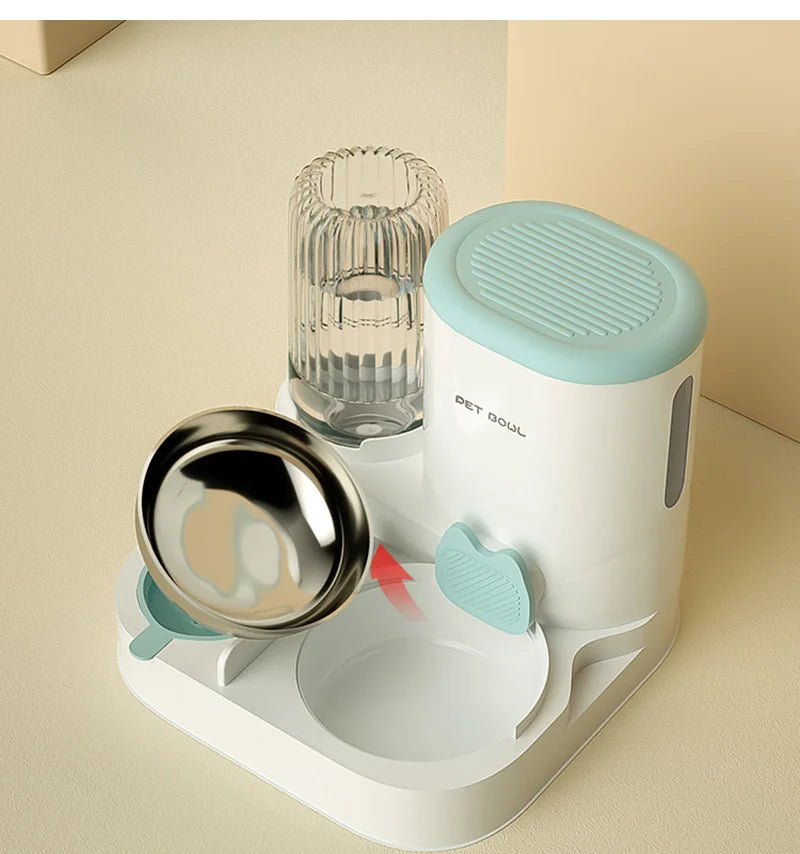 Automatic Cat Feeder Large Capacity Cat Food Bowl With Water Fountain Small Dogs Cats Dispenser Container Food Storage