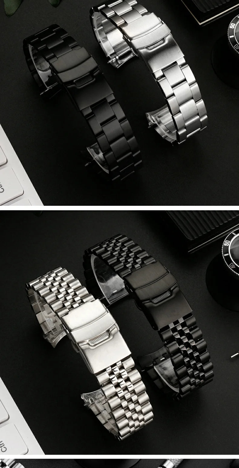 For Seiko No.5 Solid Stainless Steel Band 20mm 22mm Men's Sports Strap SKX007 SKX009 SRPD63K1 SKX175 Jubilee Curved End Bracelet