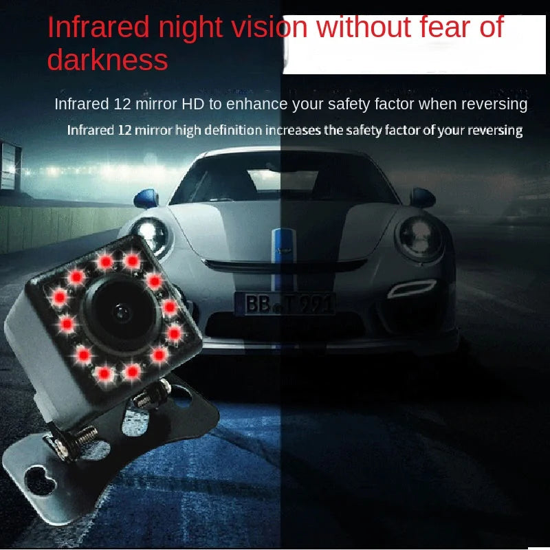 Car Camera Driving Recorder 4-Pin Image Ultra-Clear 12LED Infrared Rear Camera Waterproof Sunscreen HD Night Vision