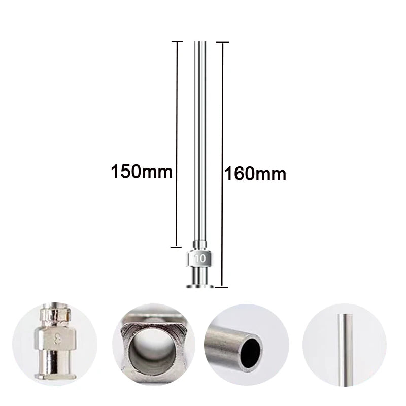 1Pc - 100mm or 150mm，200mm 300m 400mm Cannula Length Dispensing Needle (8G,10G,12G,14G...27G Optional)- Blunt Tip All Metal