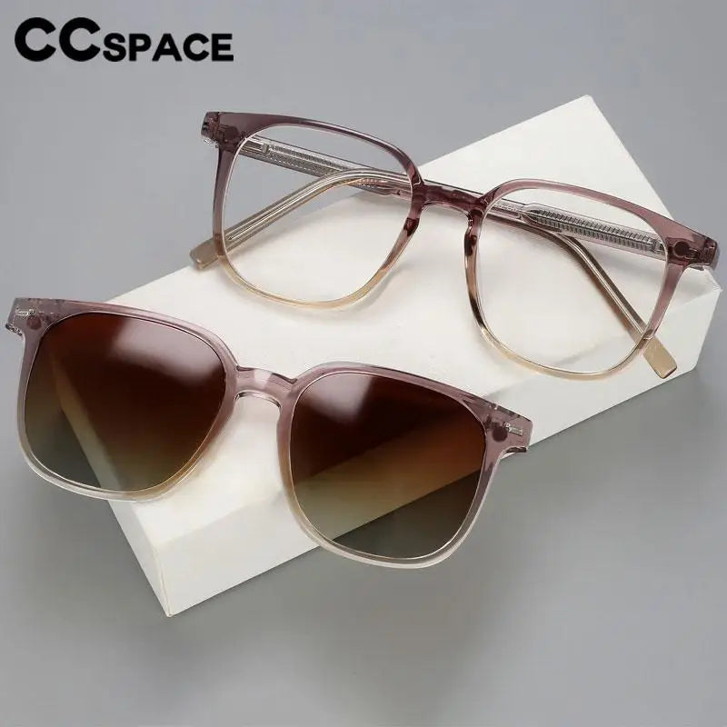 56532 Fashion Anti Blue Light Square Glasses Frames Polarized Sunglasses Magnetic Clip Women Computer Eyeglasses