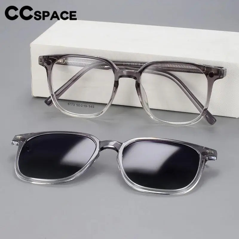 56532 Fashion Anti Blue Light Square Glasses Frames Polarized Sunglasses Magnetic Clip Women Computer Eyeglasses