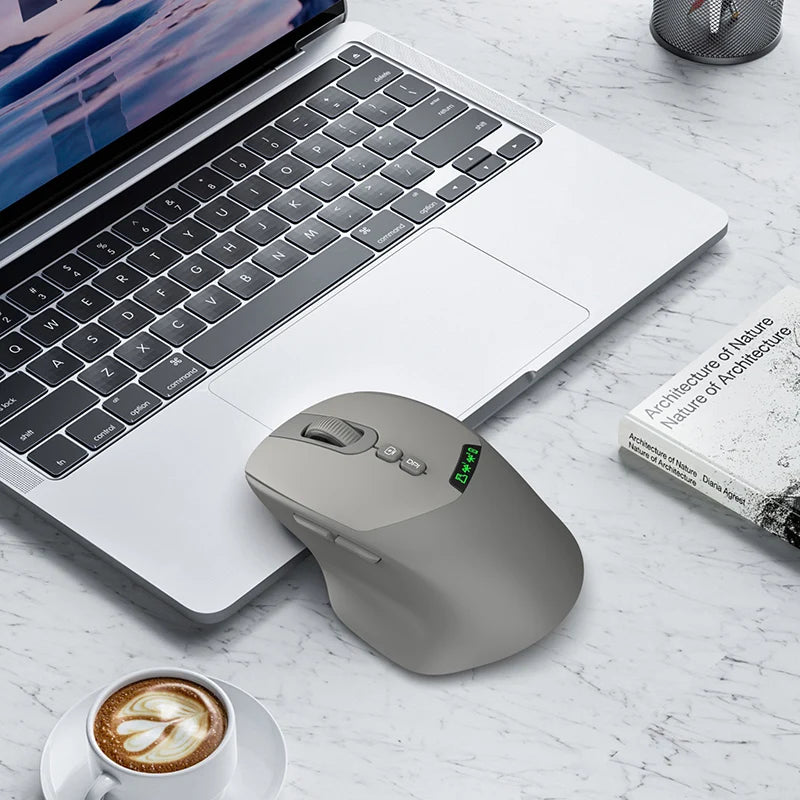 T02 Pro Wireless Mouse OLED Display,Dual Bluetooth/USB Connection,Quiet Design and Compatible with PC/Notebook