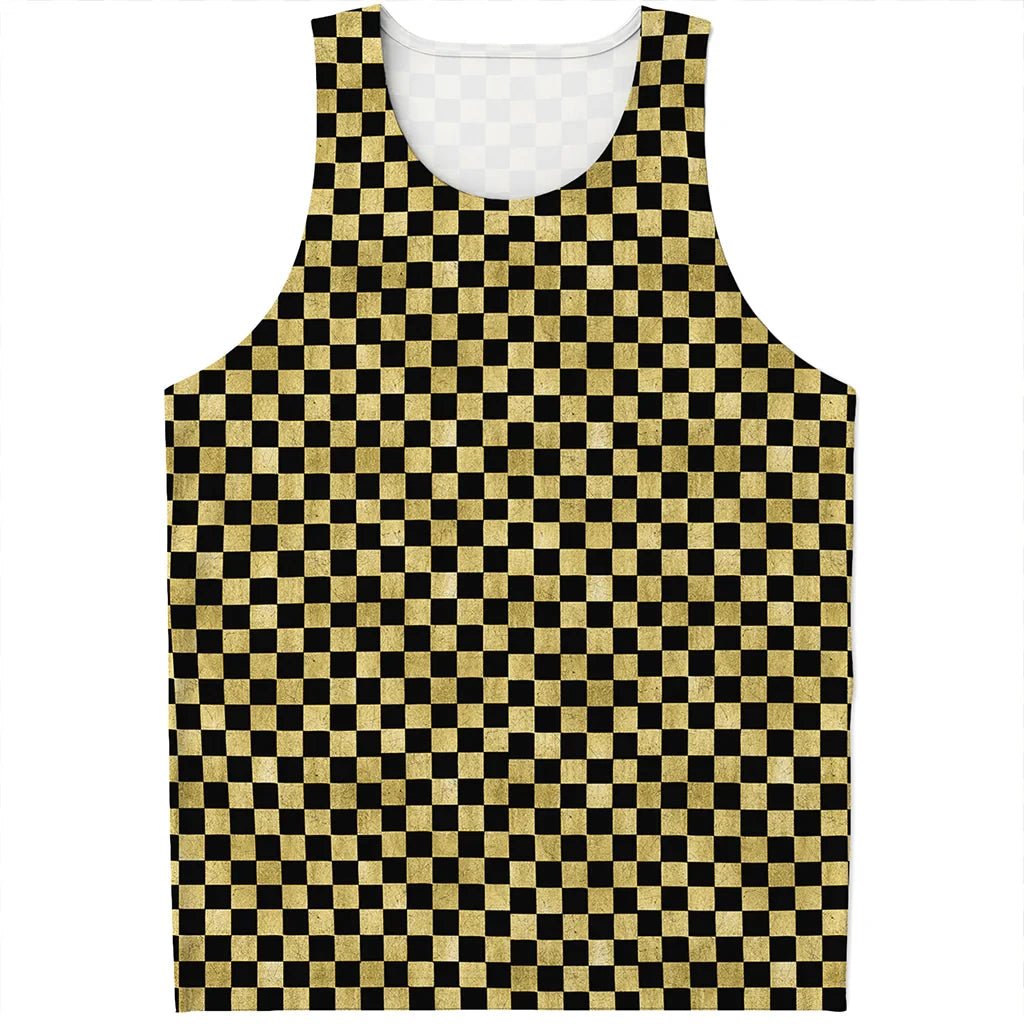 Simple Checkered Pattern Tank Tops Summer Fashion Streetwear 3D Printed Sleeveless T Shirts Casual Oversized Vest Mens Clothing