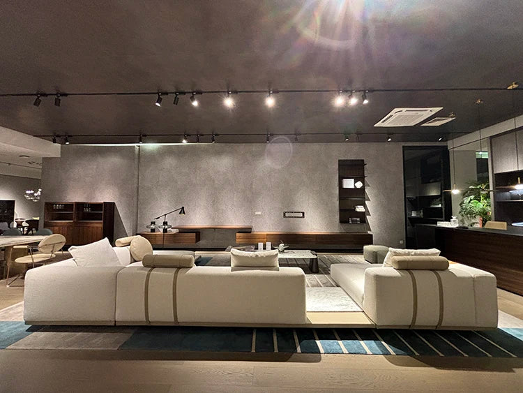 Living Room Furniture Premium Modern Luxury L-Shaped Sofa Set Custom Size Nordic Beige White Villa Home Furniture
