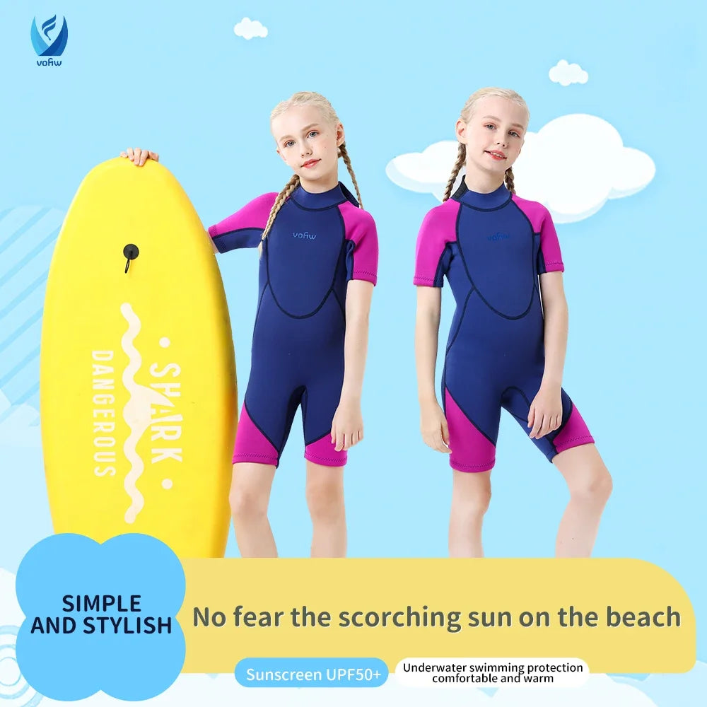 Children's 2mm 3mm Neoprene Wetsuit One-piece Long Sleeve Diving Suit Cold Proof Sunscreen Surfing Swimming Snorkeling Swimsuit