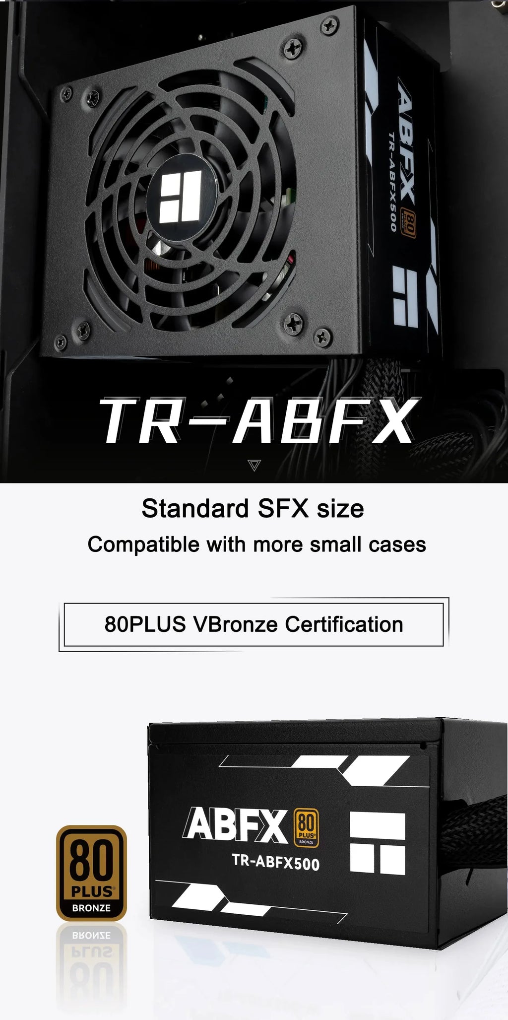 Thermalright TR-ABFX500 Black SFX Bronze Medal Straight Out Mini Small Size Power Supply ITX Small Case Installation Small PSU