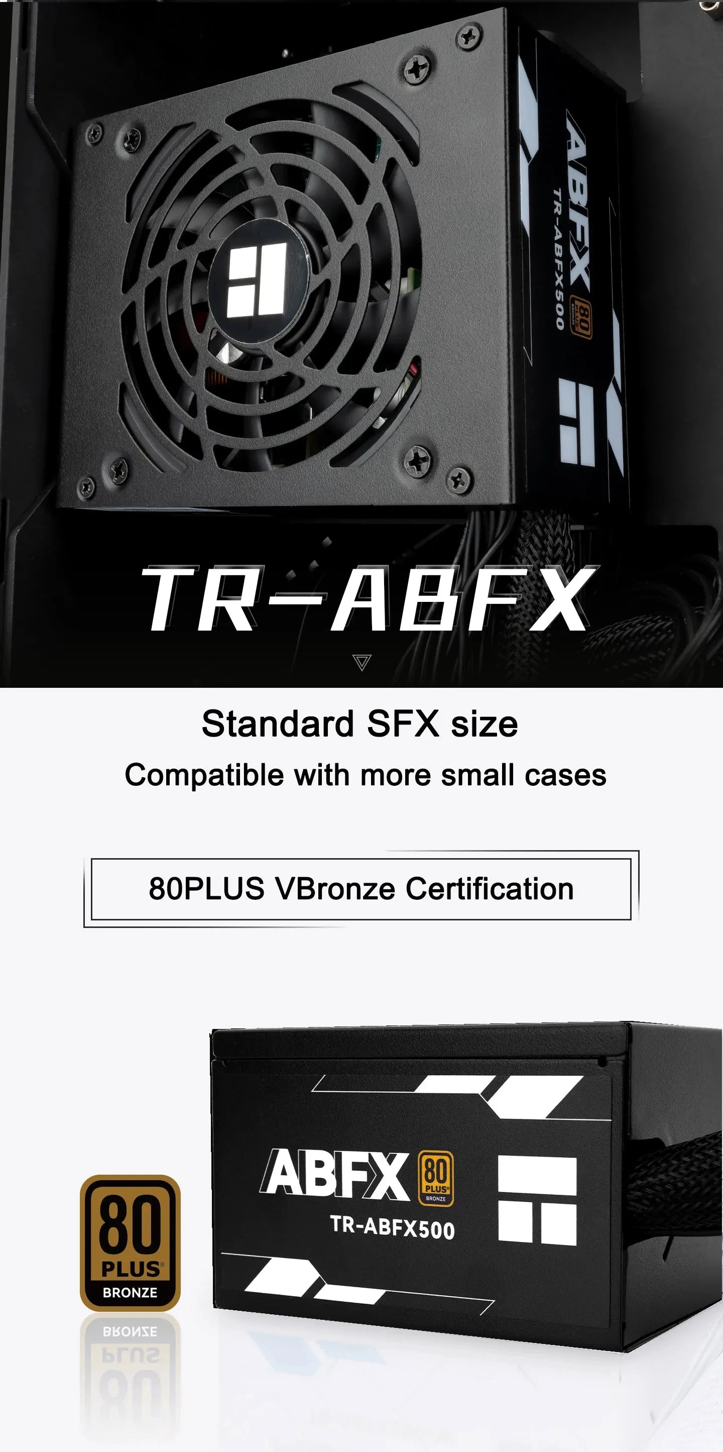 Thermalright TR-ABFX500 Black SFX Bronze Medal Straight Out Mini Small Size Power Supply ITX Small Case Installation Small PSU