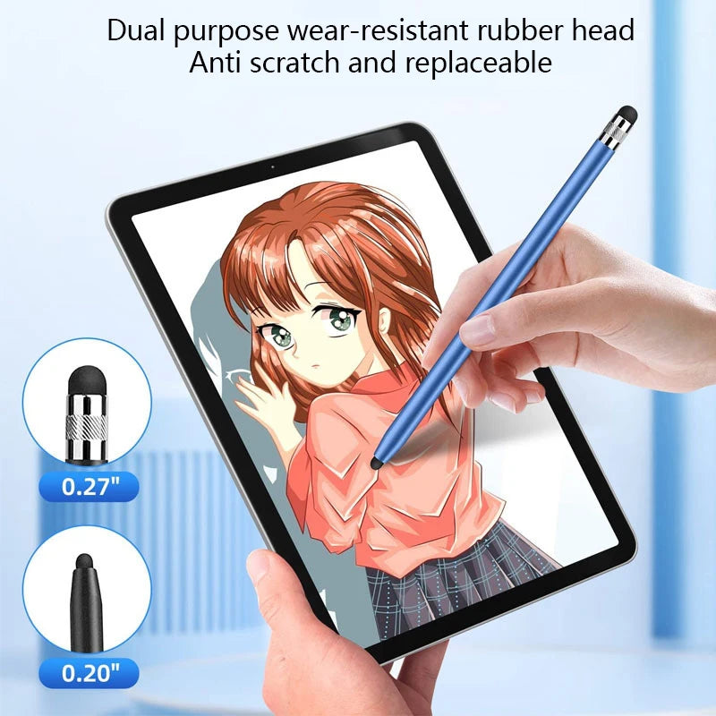 1pc High Quality Universal Pencil Double Silicon Head Touch Capacitive Screen Stylus Caneta Capacitive Pen For Tablet Smartphone