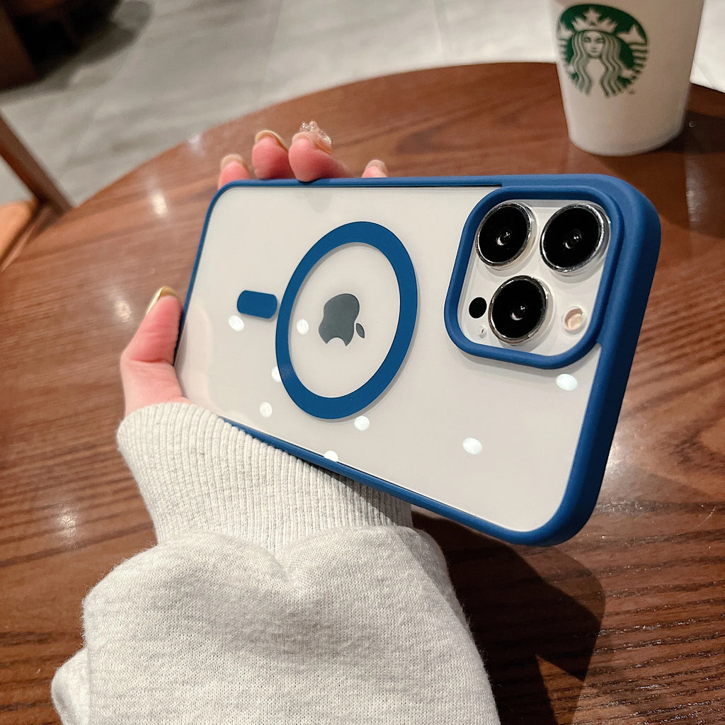 Colorful Transparent For Magsafe Magnetic Wireless Charging Case for iPhone 15 14 13 12 11 Pro Max Mini XS XR Hard Acrylic Cover