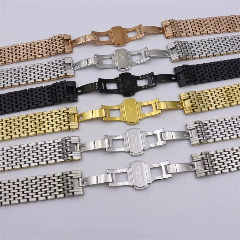 Watchband Stainless steel Bracelets 12mm 14mm 16mm 18mm 20mm 22mm Quartz Wristwatch  fold buckle watch strap accessories 6029#