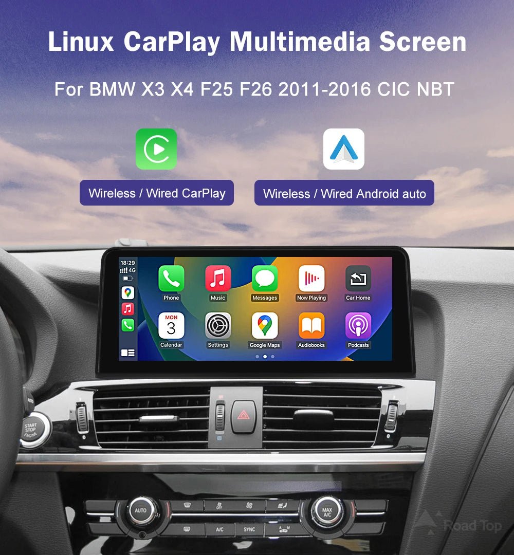 1920*720 Multimedia Touch Screen Wireless Carplay For BMW X3 F25 X4 F26 2014-2016 CIC NBT System Android Auto NBT System