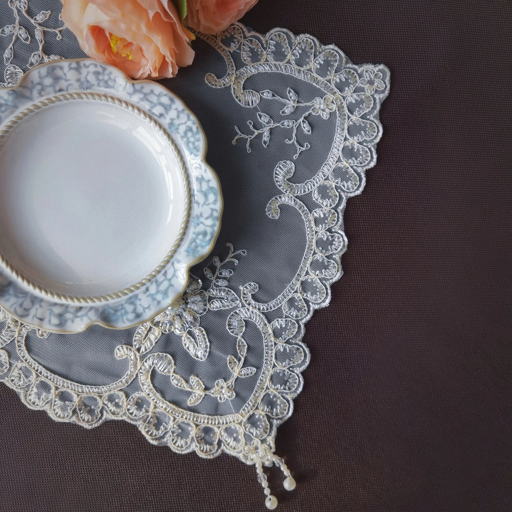 Holiday Placemats Wedding Plate Mat Decorative Table Pad Geometric Coasters Lace Background Cloth For Shooting Modern Home Decor
