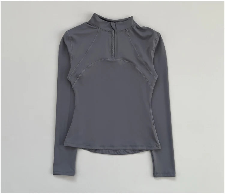 Outdoor running women's sports top Spring and Autumn new yoga suit half zipper slimming fitness training long sleeved women