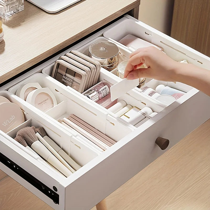 Expandable Drawer Organizer - Designed Specifically for Storing Cosmetics and Lipstick, With Expandable Compartments.