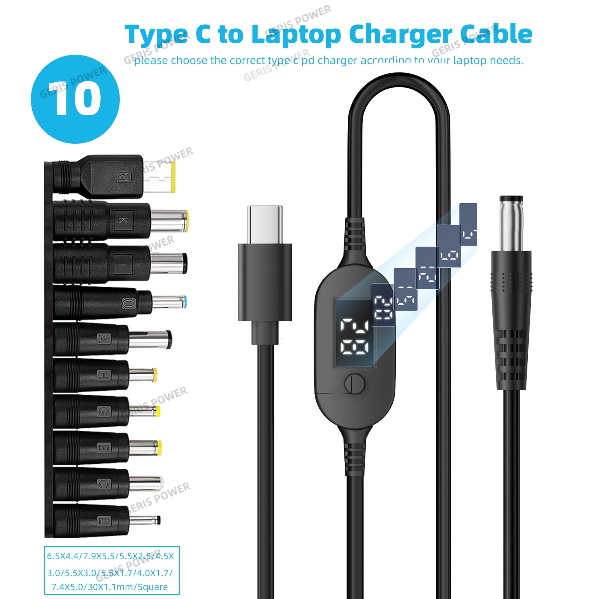 USB-C to DC Boost Converter Cable Type C to 5V 9V 12V 15V 20V 28V Adjustable Voltage Adapter Cord for Laptop Wireless Router TV
